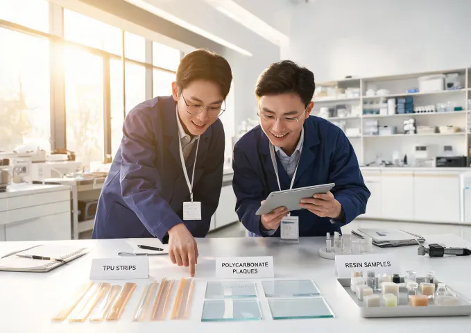 Polymer advisor reviewing samples